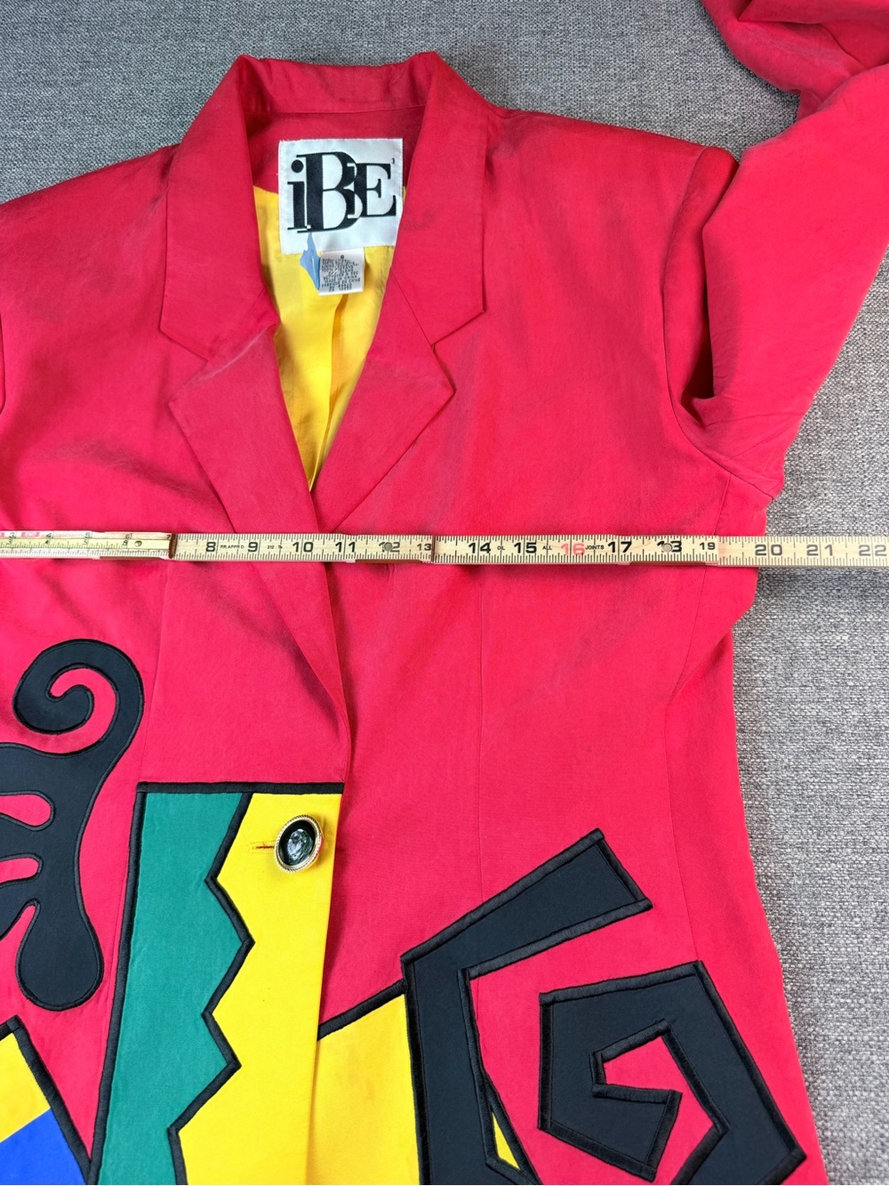 Women's Vintage Red Colorblock Graphic-Panel Blazer - Picture 9 of 16